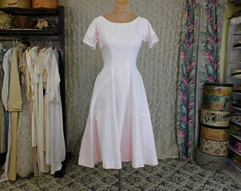 Vintage 1950s Pink Cotton Dress with Full Skirt, 34 bust Anne Fogarty