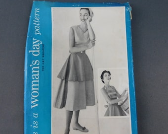 Vintage Knopf zusammen Neckholder, Rock & Schürze Muster 1950er Jahre XXS 28 Büste, ungeschnitten