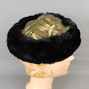 Vintage 1920s Fur and Gold Embroidered Lace Hat Carson Pirie & Scott, AS IS image 5