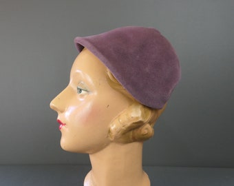 Vintage 1930s Lavender Hat Felt Velour, 22 inch head, B. Altman