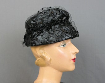 VINTAGE Macy\'s Black Woven Hat 1960s Vintage Macy main image 3