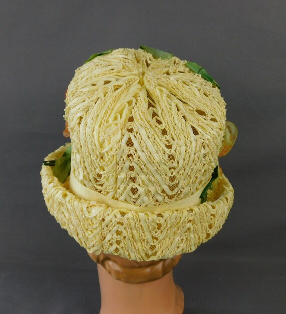 Vintage Yellow Straw Floral Hat 1960s Large Flowe… - image 7