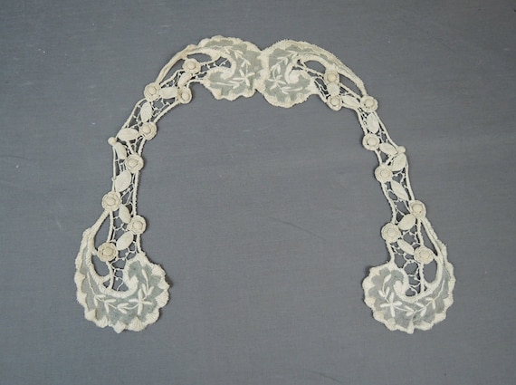 Vintage Floral Lace Trim Collar, Antique Victorian