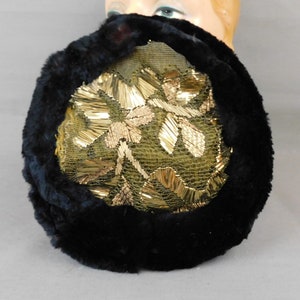 Vintage 1920s Fur and Gold Embroidered Lace Hat Carson Pirie & Scott, AS IS image 8