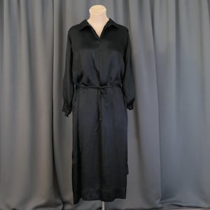 1910s Black Silk Satin Dress: Eyelet Back, Ankle Length (40 inch bust, Damaged