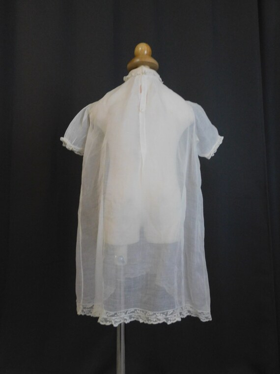Vintage Sheer Cotton Baby Infant Gown, 1930s, 19 … - image 7