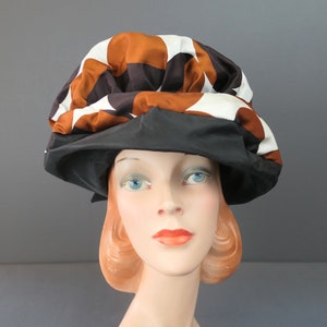 Vintage Mod Polka Dot Hat Black & Brown 1960s, 21 inch head by Charo