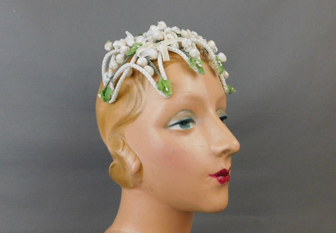 Vintage Ivory Velvet Floral Buds Hat 1950s Flowers Wedding Etsy