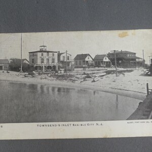 Vintage Townsend's Inlet ansichtkaart uit de jaren 1900 Sea Isle City Nj, poststempel naar Camden 1906, spoorweg, hotel, huizen