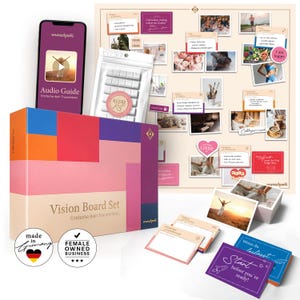 Vision Board Set | 162 Karten zum Manifestieren & XL-Poster | Ziele erreichen | Visualisiere das Leben deiner Träume | Geschenke für Frauen