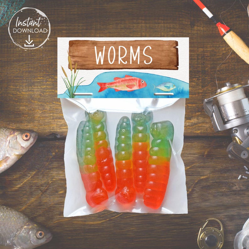 Ofishally One Party Favor Worms Treat Bag Topper