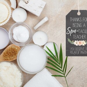 End Of Year Teacher Gift Spa Theme Thank You Tags Premium Quality Paper Teacher Appreciation Package Gift Card Holder Collection Beautiful Floral Design Professional Present Bundle Bulk Classroom Set Multiple Tags Available Gratitude Token