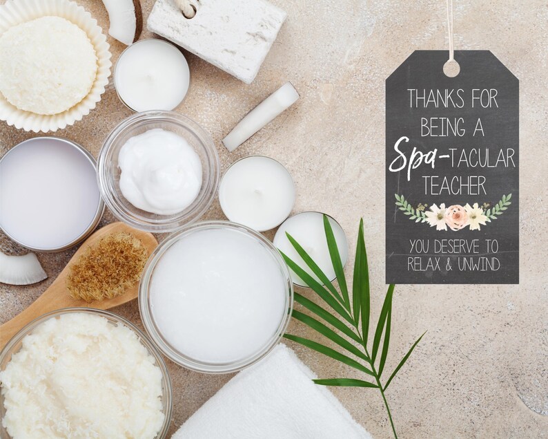 End Of Year Teacher Gift Spa Theme Thank You Tags Premium Quality Paper Teacher Appreciation Package Gift Card Holder Collection Beautiful Floral Design Professional Present Bundle Bulk Classroom Set Multiple Tags Available Gratitude Token