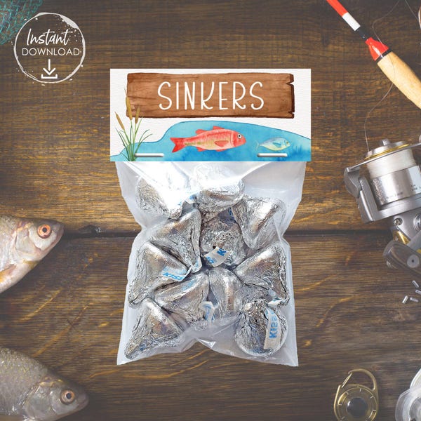 Ofishally One Party Favor for Kids The Big One Fishing Party Treat Bags Fish Birthday Party Bag Fillers Gone Fishing First Birthday Favors