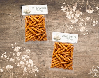Book Club Party Favors Printable, Plot Twist Brezeln Treat Bag Topper, Buch Themed Party Decor Sofortiger Download PDF