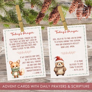 Christian Advent Calendar for Kids Prayer Cards Woodland Christmas ...