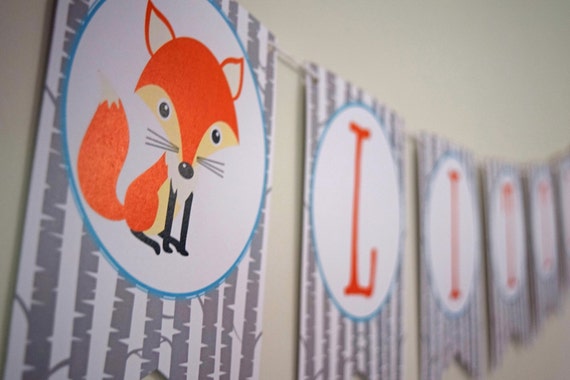 Woodland Baby Shower Banner Woodland Little Fox Banner