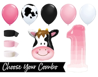 Holy Cow Im One, Farm Birthday, Cow Baby Shower, Mylar Balloons, Cow Balloon, Foil Balloons, Cow Print Balloon, Pink, Party Decorations