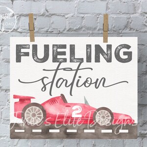 Fueling Station Sign,  Race Car Birthday Party, Two Fast Birthday, Fast One, 2 Fast 2 Curious, Vintage Race Car Birthday, Digital Download