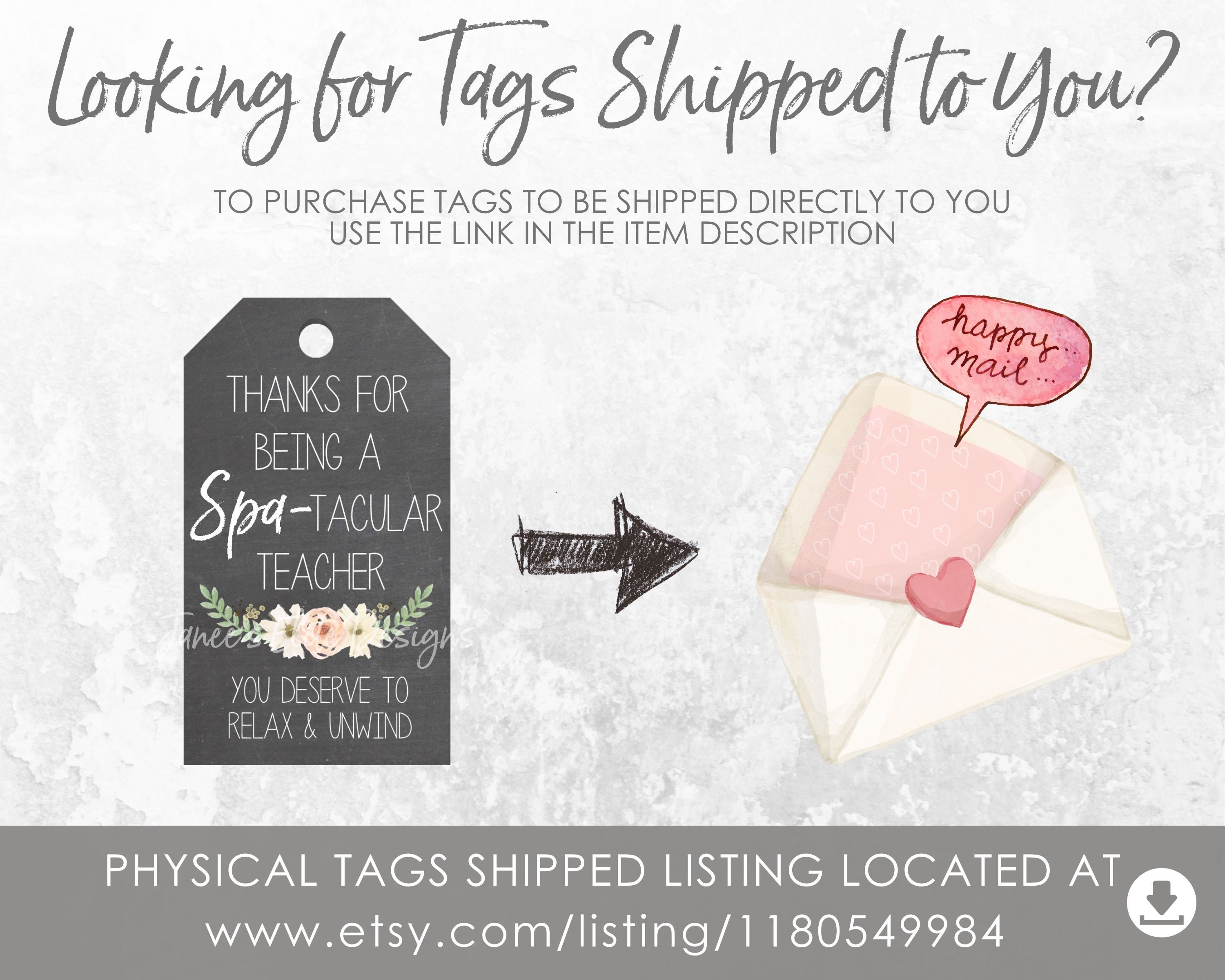 Teacher Appreciation Printable Tags Digital Download Spa Gift Tags for ...