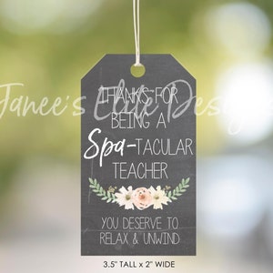 Spa Theme Teacher Gift Card Tags Appreciation Present Bundle Thank You Message Collection End Of Year Gratitude Token Beautiful Floral Design Premium Quality Paper Professional Teacher Gift Package Bulk Classroom Set Decorative Tags