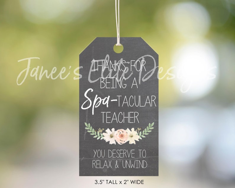Spa Theme Teacher Gift Card Tags Appreciation Present Bundle Thank You Message Collection End Of Year Gratitude Token Beautiful Floral Design Premium Quality Paper Professional Teacher Gift Package Bulk Classroom Set Decorative Tags