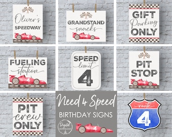 Cumpleaños de Need for Speed, Fiesta de coches de carreras, Cumpleaños de coches de carreras clásicos, Cumpleaños de coches, Cumpleaños de coches de carreras, Decoración de cumpleaños imprimible, Letreros