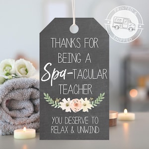 Teacher Appreciation Gift Tag Spa Theme Thank You Tags Floral Design Professional Present End Of Year Gift Bundle Classroom Thank You Set Bulk Teacher Gift Package Premium Quality Paper Beautiful Decorative Tags Bath Bomb Tags Relaxation Spa Gift Pedicure Gift Tag