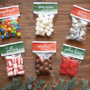 Holiday Party Favors, Christmas Candy Bags, Goody Bags, Christmas Treat Bag Toppers, Holiday Party, Christmas Gift Teacher, Coworker, Kid