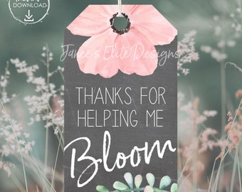 Teacher Appreciation Tags Printable, Thanks for Helping Me Bloom, Teacher Appreciation Week, Teacher Tags, PTO, School Teacher Gift Tag