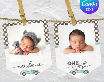 Fast One Birthday, Photo Banner, Race Car Birthday, 1st Birthday Decor, Race Car Party Decorations, Garland, Monthly Photo Banner Printable