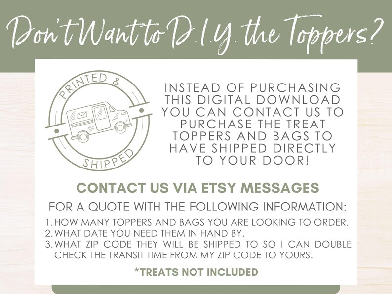 Option to purchase assembled book club party favors shipped instead of digital printable