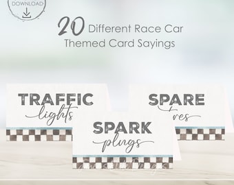 Racecar Party Two Fast Birthday Race Car Food Etichette stampabili Hai bisogno di quattro velocità Fast One Birthday Food Labels Race Car Party Food Tent Cards