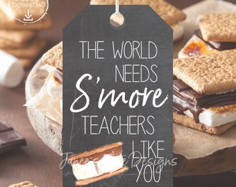 Etiquetas para Smores imprimibles para la Semana de agradecimiento a los maestros Etiqueta de regalo para maestros de fin de curso Regalo para maestros de verano Etiqueta de regalo para Smores Kit de Smores Descarga digital