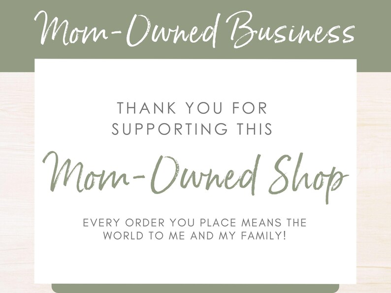 Mom owned small business message supporting handmade printable book club party decor
