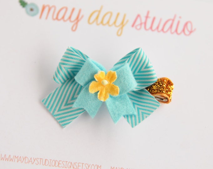 Toddler/baby/girls Alligator Hair Clip Turquoise Chevron Etsy