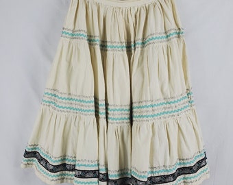 Vintage Handmade Circle Skirt w Ric Rac and Spider Web Ribbon 26" Waist Small