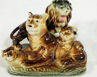 Vintage Lion Pride Family Ceramic Figurine PICO China Made in Japan