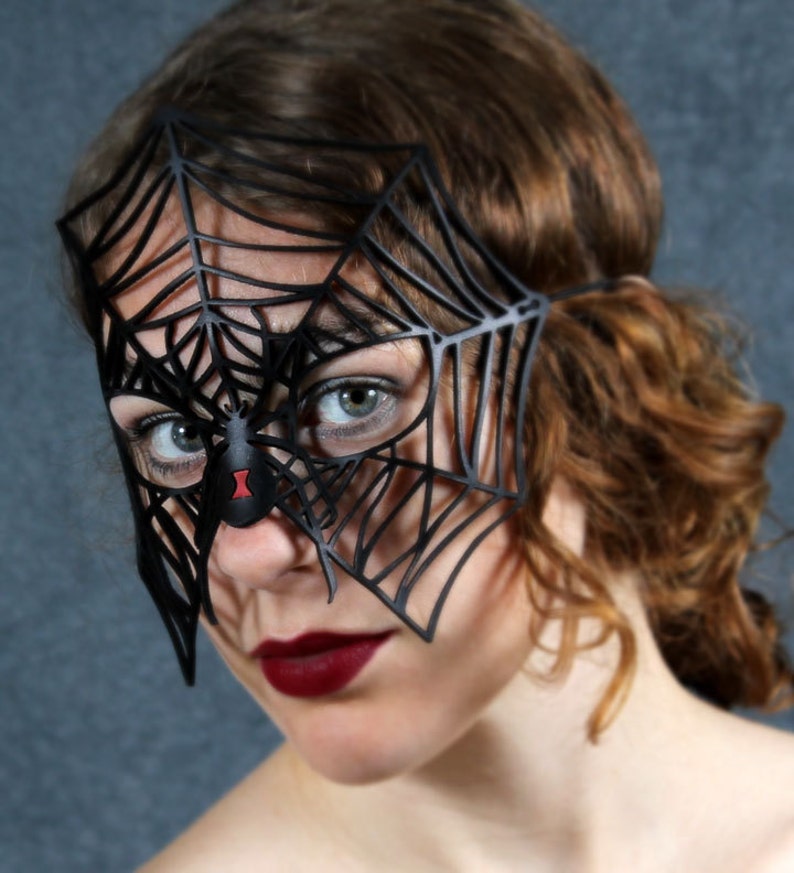 Black Widow Leather Halloween mask Etsy