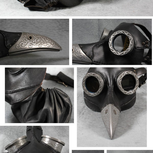 Ichabod, Steampunk Plague Doctor Mask in black