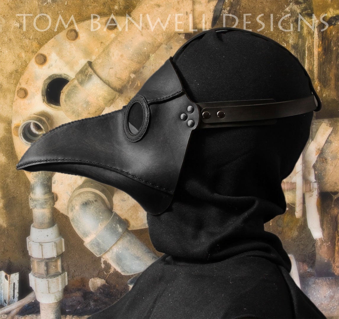 Plague Doctor's Mask in Black Leather Classic -