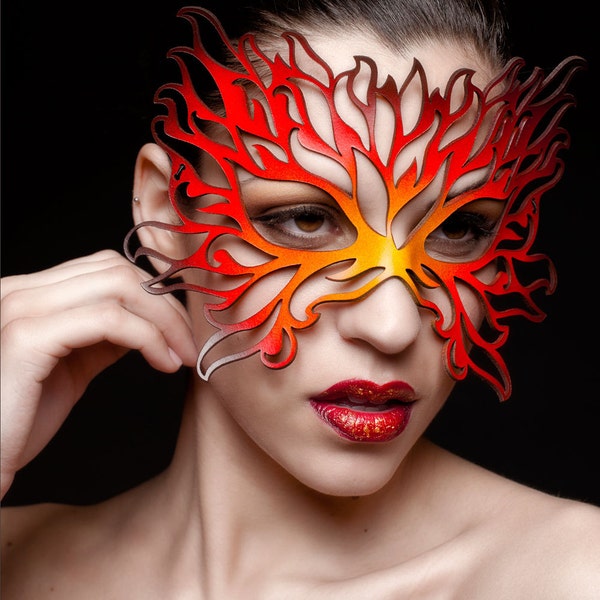 Flames in Fire Colors leather mask