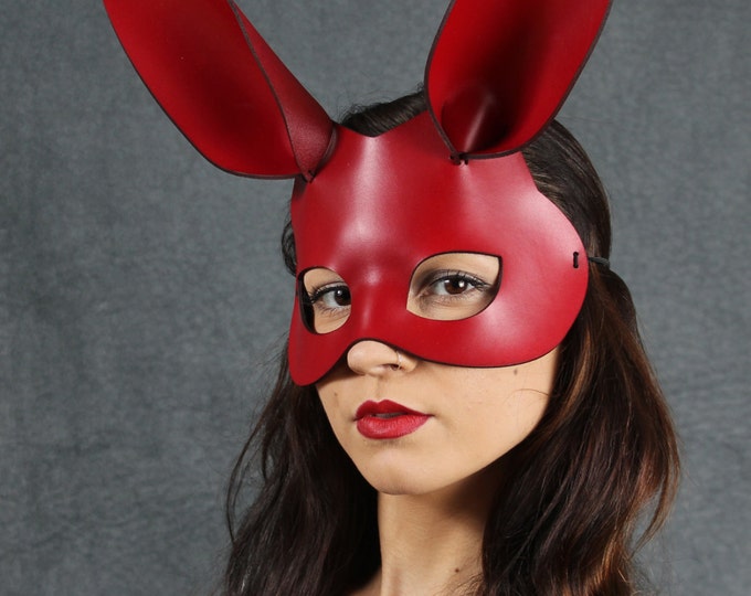 Bunny Leather Mask in Red - Etsy