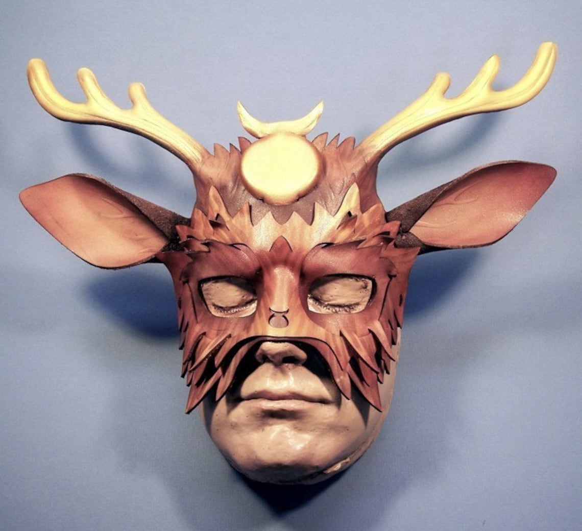Celtic Horned God Leather Mask Etsy