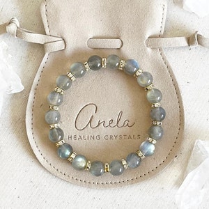 Labradorite Healing Crystal Bracelet - Gemstone Beaded Bracelet - Bracelets for Woman - Gift for Crystal Lover