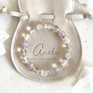 Lavender Amethyst Healing Crystal Bracelet - Gemstone Beaded Bracelet - February Birthstone - for Crystal Lover