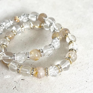 Rutilated Quartz Healing Crystal Bracelet - Gemstone Beaded Bracelet - Gift for Crystal Lover