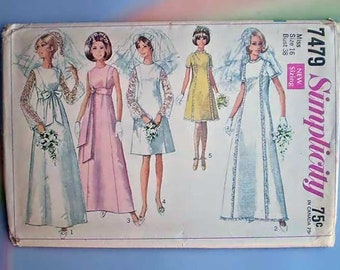 Vintage 60s Bride or Bridesmaid Dress Uncut Wedding Pattern 38 29 40