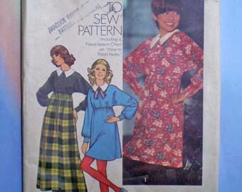 Vintage 70s Dolman Sleeve Dress Pattern 34 26 1/2 36 Uncut