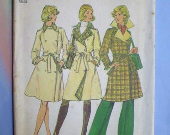 Vintage 70s Reversible Trench Coat Uncut Pattern 36 28 38